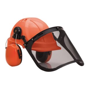 Védősisak szitaszövésű álarc és fülvédő